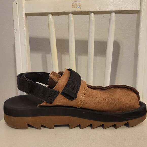 Reebok Beatnic Sandals Shoes Sherpa Brown Suede leather Black trim size 11 - Picture 11 of 12
